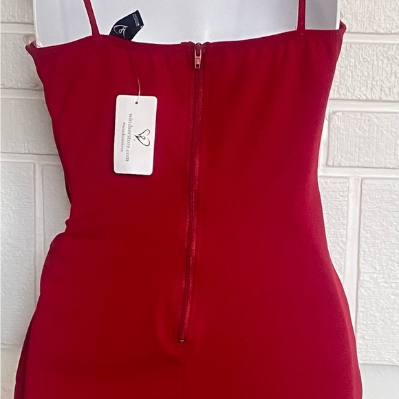 NWT Windsor Red Ruched Mini Dress - Picture 2 of 7